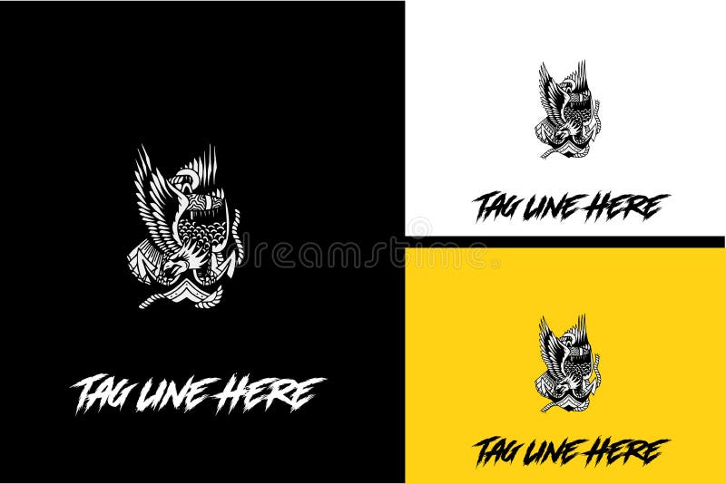 Logotypdesign för örnvektorvektor, svart och vitt stock illustrationer
