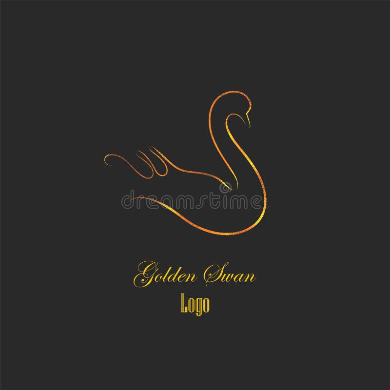 Logotype isolato fatto come profili regolari e delicati del cigno Siluetta del cigno con struttura dell'oro Ideale come logo di m illustrazione di stock Logotype isolato fatto come profili regolari e delicati del cigno Siluetta del cigno con struttura dell'oro Ideale come logo di m illustrazione di stock