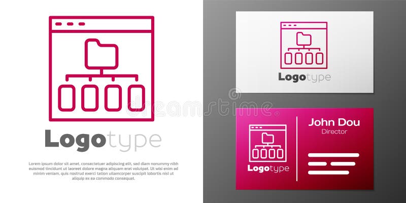 Logotype line Browser files icon isolated on white background. Logo design template element. Vector vector illustration