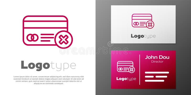 Logotype Line Credit Card Remove Icon Isolated on White Background ...