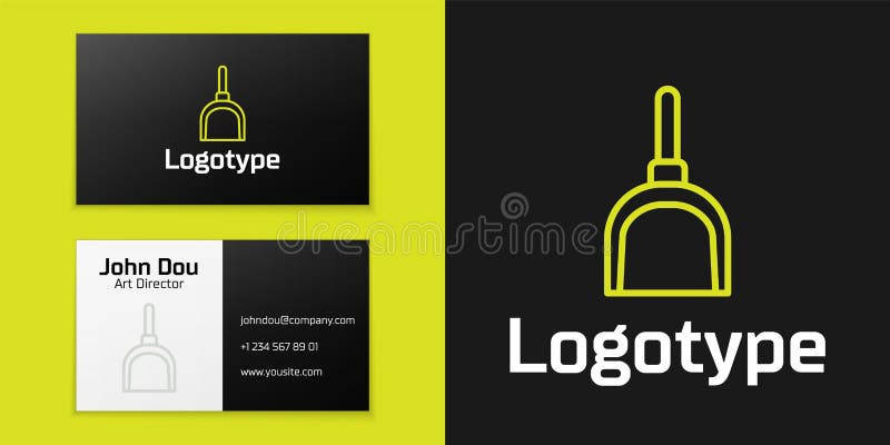 Logotype line Dustpan icon isolated on black background. Cleaning scoop services. Logo design template element. Vector vector illustration