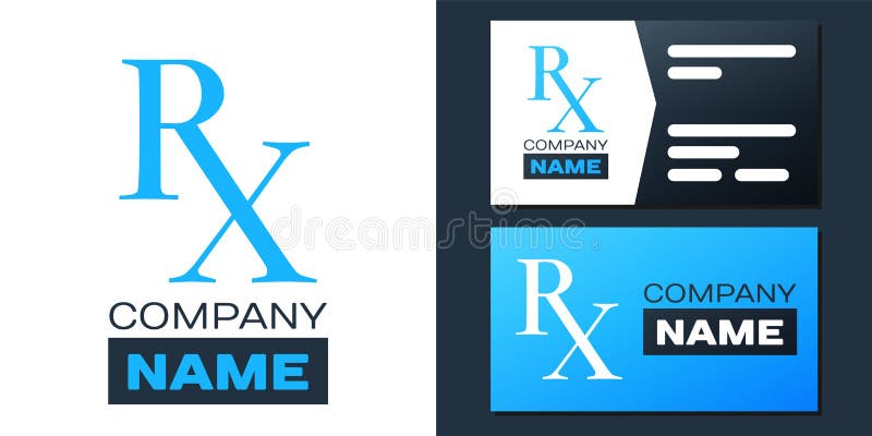 Logotype Medicine symbol Rx prescription icon isolated on white background. Logo design template element. Vector