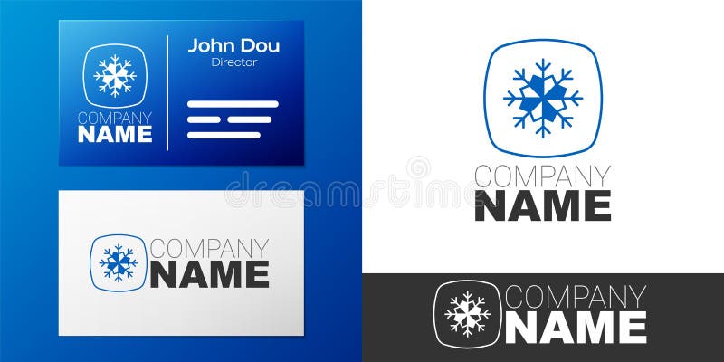Logotypsnowflake-ikon isolerad på vit bakgrund. God jul och gott nytt år. mallelement för logotypdesign stock illustrationer