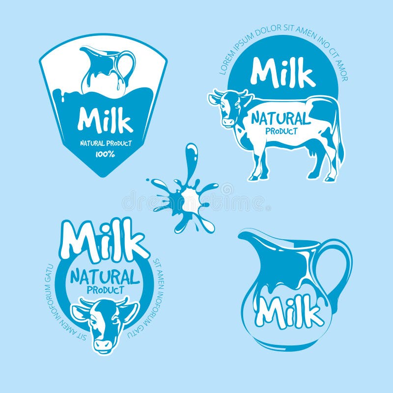 Logovektorsatz des Milch- und Molkereilandwirtschaftlichen produkts