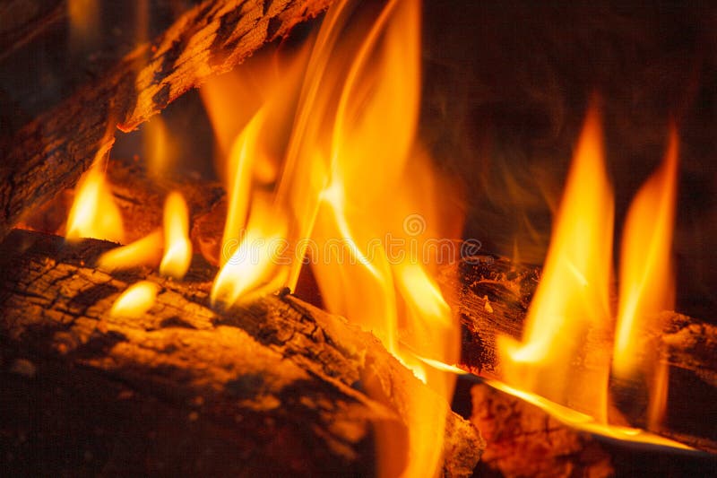 Logs burning in an outdoor campfire royalty free stock image