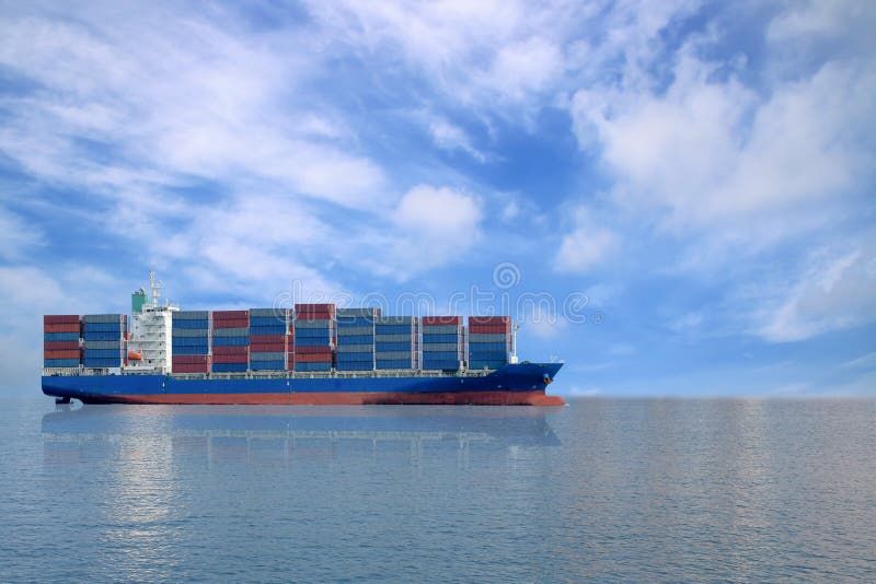 Logística e transporte do navio internacional de carga de contentores no oceano, transporte de mercadorias, transporte marítimo