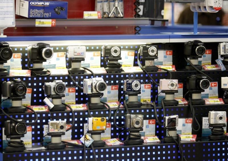 Loja de câmaras digitais imagem de stock