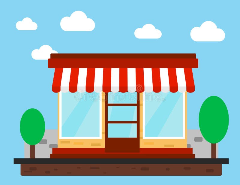 Loja, loja ou mercado Front View Flat Design ilustração stock Loja, loja ou mercado Front View Flat Design ilustração stock