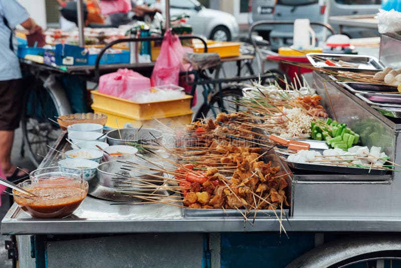 Lok-Lok steamboat stall at the Kimberly Street Market, Penang stock photos Lok-Lok steamboat stall at the Kimberly Street Market, Penang stock photos