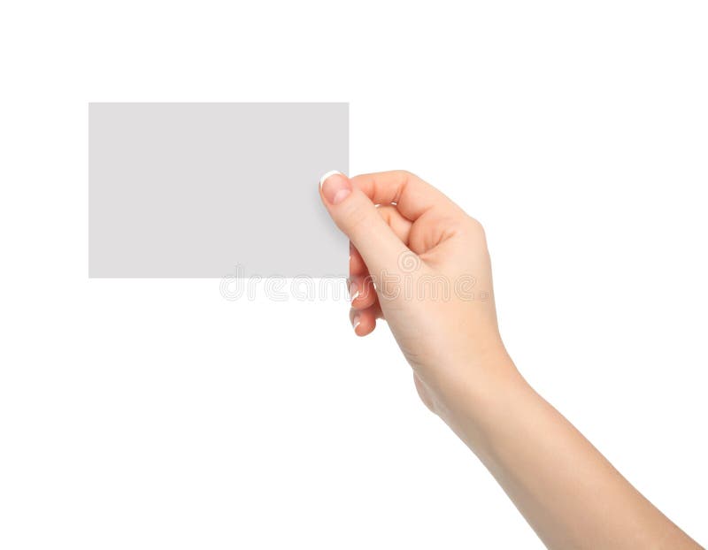 Lokalisierte Frauenhand, die ein Blatt Papier hält stockbild Lokalisierte Frauenhand, die ein Blatt Papier hält stockbild