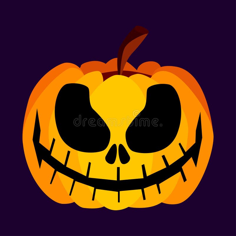 Lokalisierte Vektor-gelb-orangee festliche furchtsame Halloween-Kürbis-Ikone vektor abbildung