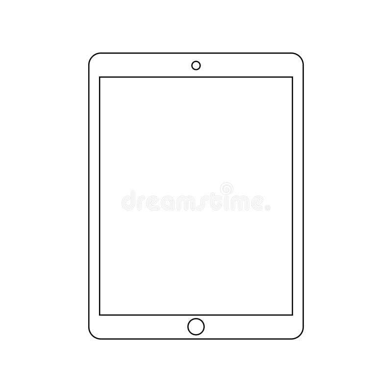 Lokalisierte weiße Tablette 4:3 des Bildschirm- auf weißem Hintergrund Tabletsymbol-Vektor Illustration stock abbildung Lokalisierte weiße Tablette 4:3 des Bildschirm- auf weißem Hintergrund Tabletsymbol-Vektor Illustration stock abbildung