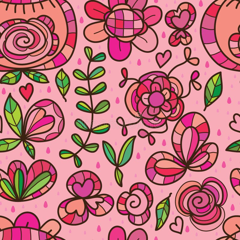 Lokalisiertes nahtloses Muster des rosa Regens der wilden Blume