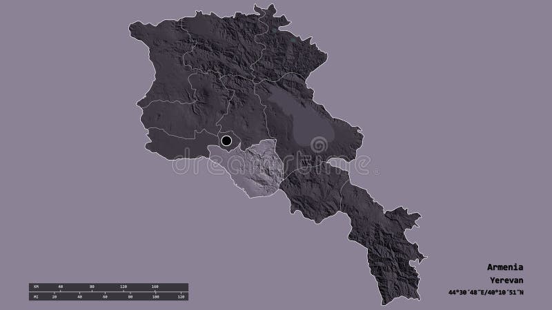 Lokalizacja prowincji ararat armenii. administracyjny royalty ilustracja