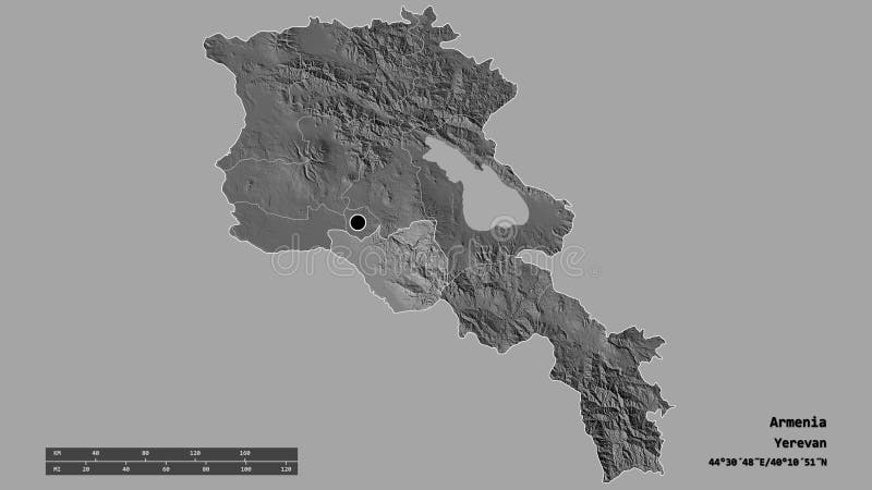 Lokalizacja prowincji ararat armenii. dwupoziomowy ilustracja wektor