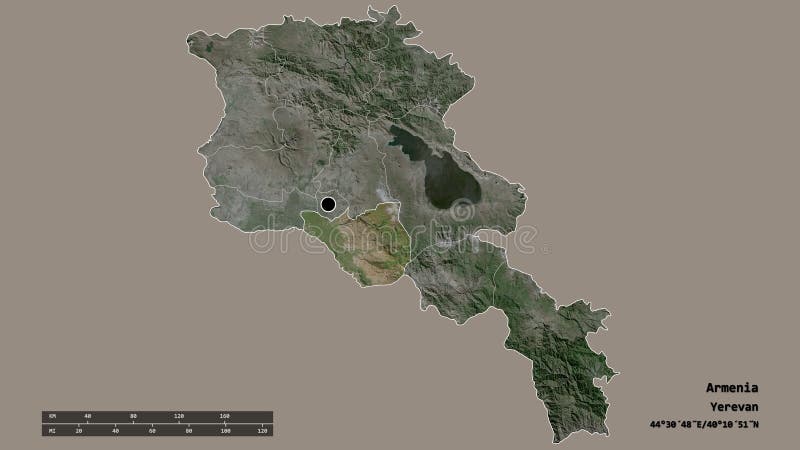 Lokalizacja prowincji ararat armenii. satelita royalty ilustracja