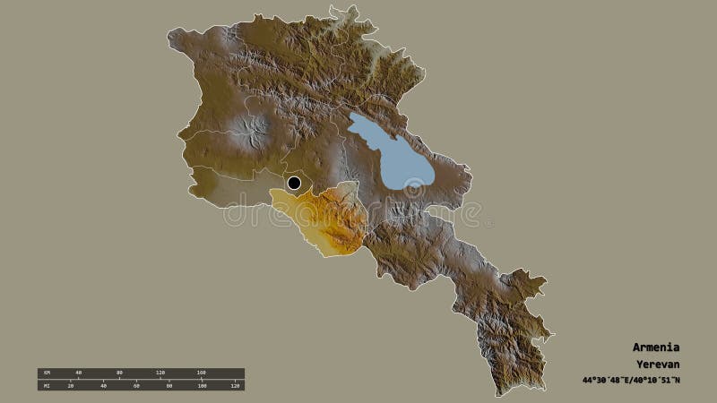 Lokalizacja prowincji ararat armenii. ulga ilustracja wektor