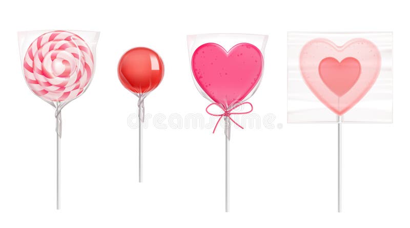 Lollipop candies in heart shape for Valentines day