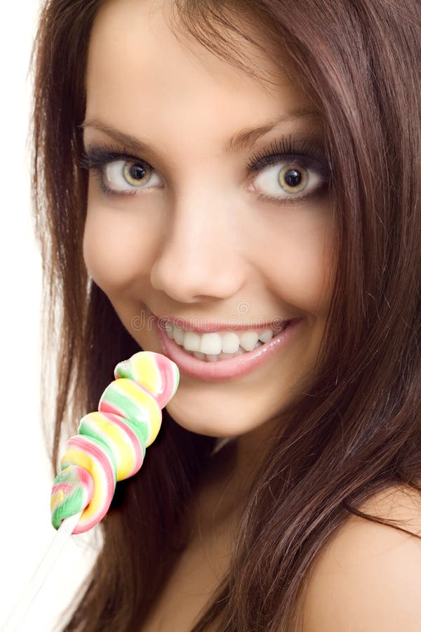 Lollipop girl sweet candy stock photo. Image of happiness 14437924