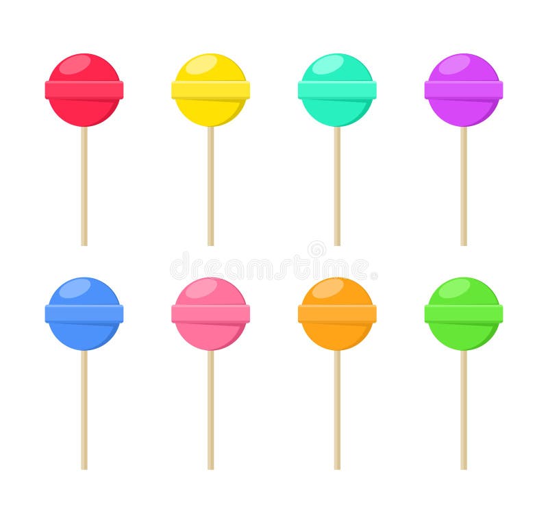 Lollipop set sweet food. Colorful sugar candy dessert.