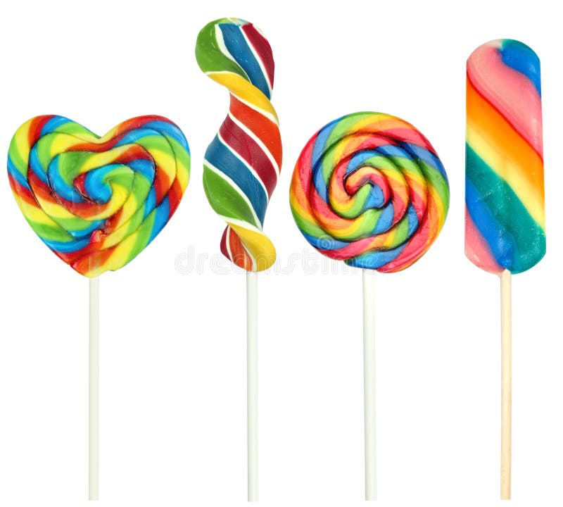 Colorful lollipops isolated on a white background