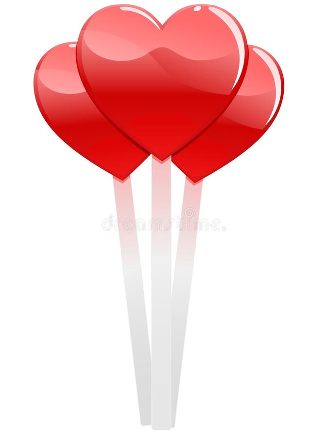 Lollipops en forma de corazón ilustración del vector