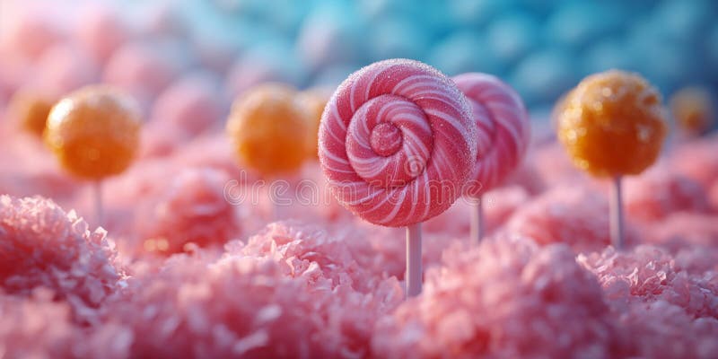 Lollylops dulce landcape fundal. scena din Candyland pentru design de joc sau prezentare. vector illustration