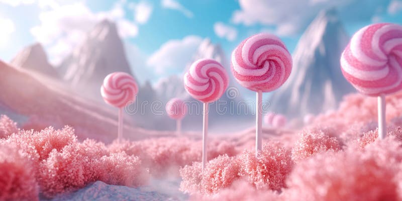 Lollylops dulce landcape fundal. scena din Candyland pentru design de joc sau prezentare. vector illustration