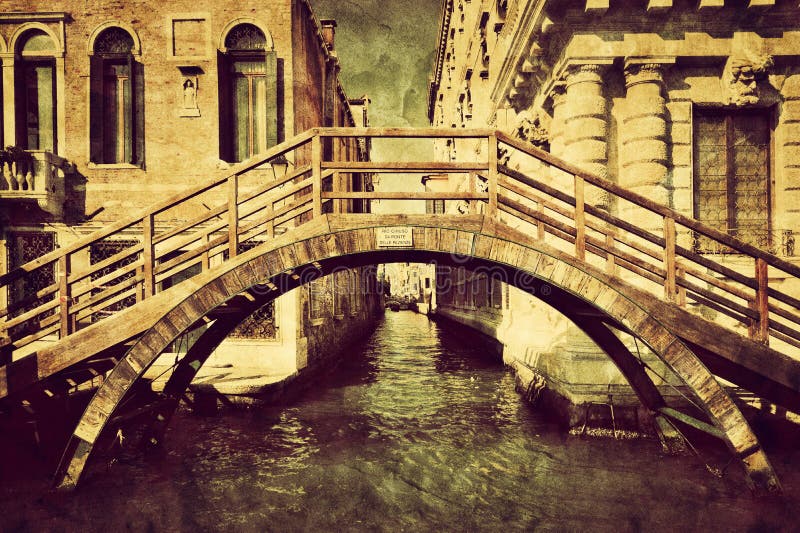 Lona del vintage de Venecia, Italia Un puente romántico fotografía de archivo libre de regalías Lona del vintage de Venecia, Italia Un puente romántico fotografía de archivo libre de regalías