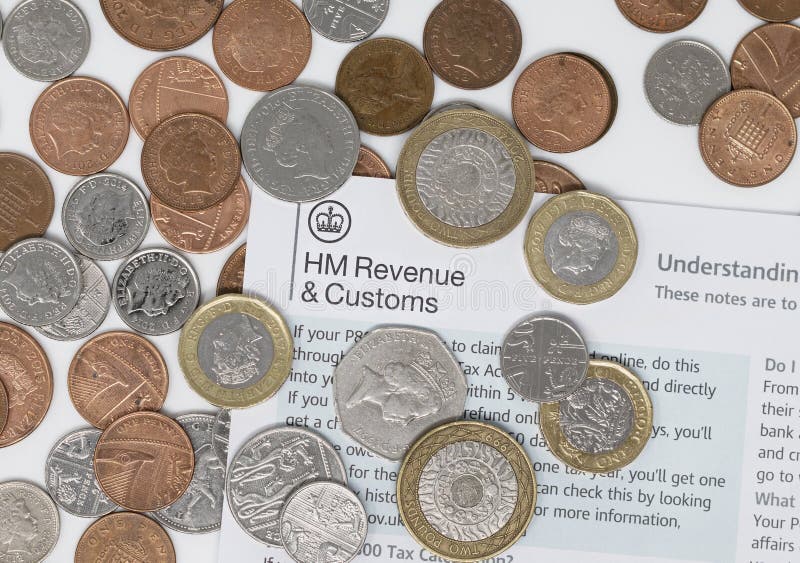 Londen/Verenigd Koninkrijk - November - HMRC-logo Briefhoofd En Geld Pot Met Munten Redactionele Afbeelding - Image afdeling, informatie: 163684000