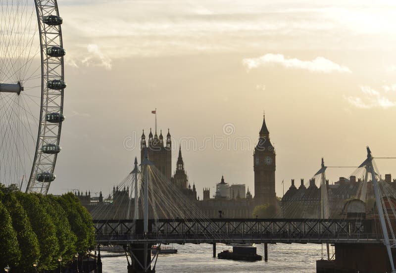 London, Britain. River Thames and Houses of Parliament