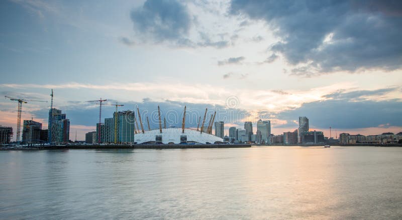London city o2 arena skyline panorama stock photos London city o2 arena skyline panorama stock photos