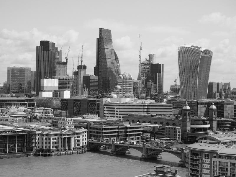 London City Skyline Black and White Stock Photo - Image of great ...