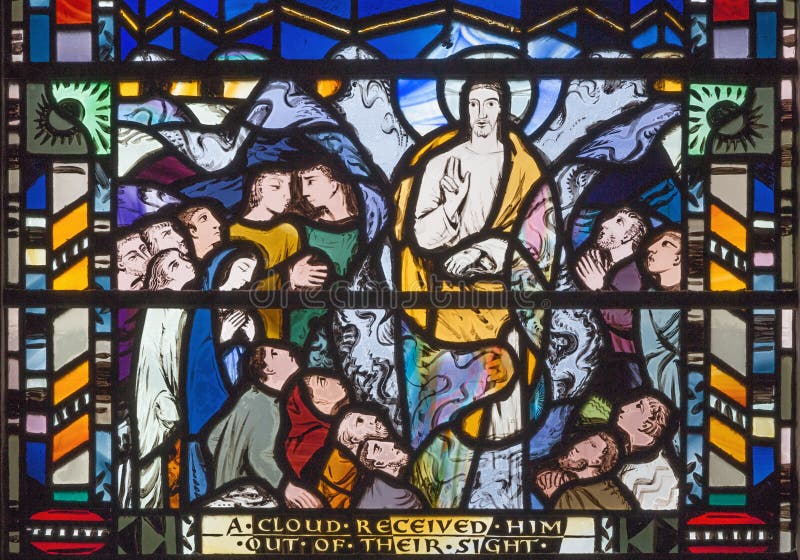 London - die Szene der Besteigung des Lords auf dem Buntglas in Kirche St. Etheldreda lizenzfreies stockbild London - die Szene der Besteigung des Lords auf dem Buntglas in Kirche St. Etheldreda lizenzfreies stockbild