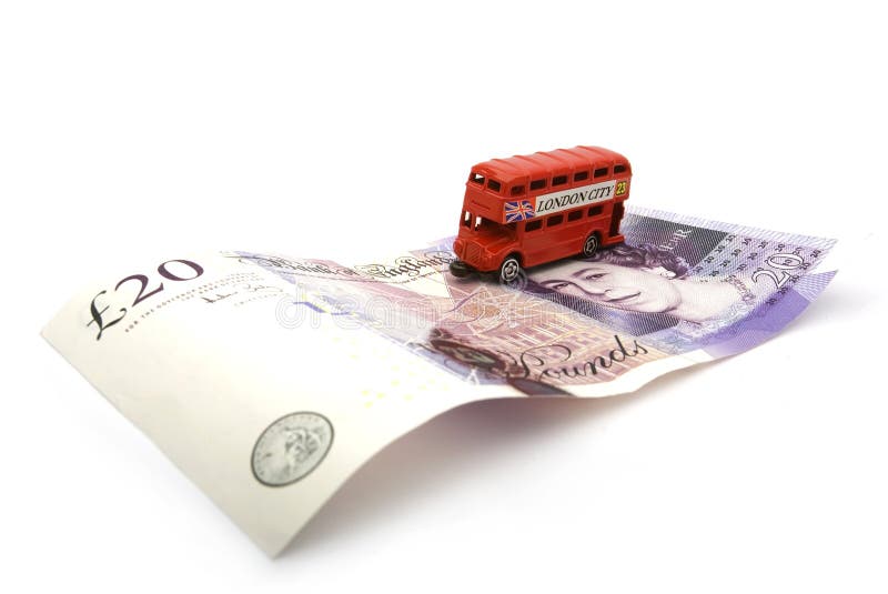 London double decker bus. 20 pounds. royalty free stock images