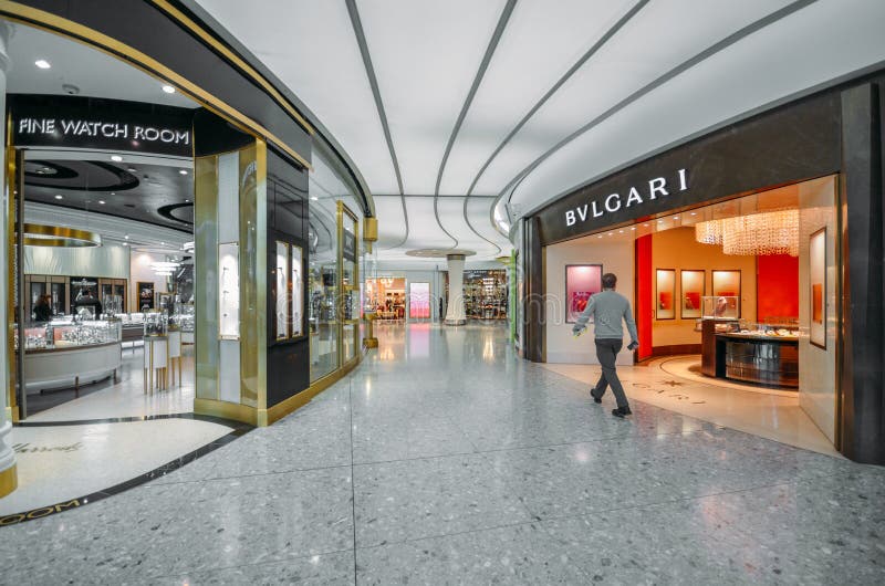 High end Duty Free Shops at Heathrow Airport Terminal 3 Editorial Stock