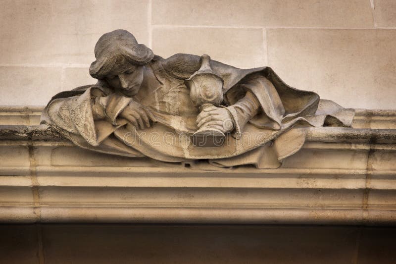 LONDON, ENGLAND - JULY 15, 2018. Architectural detail from Supreme Court Westminster, Parliament Square, London, England, July 15 2018. LONDON, ENGLAND - JULY 15, 2018. Architectural detail from Supreme Court Westminster, Parliament Square, London, England, July 15 2018