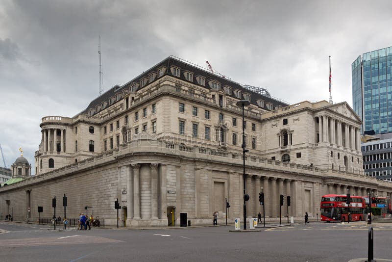 LONDON, ENGLAND - JUNE 18 2016: Building of Bank of England in city of London