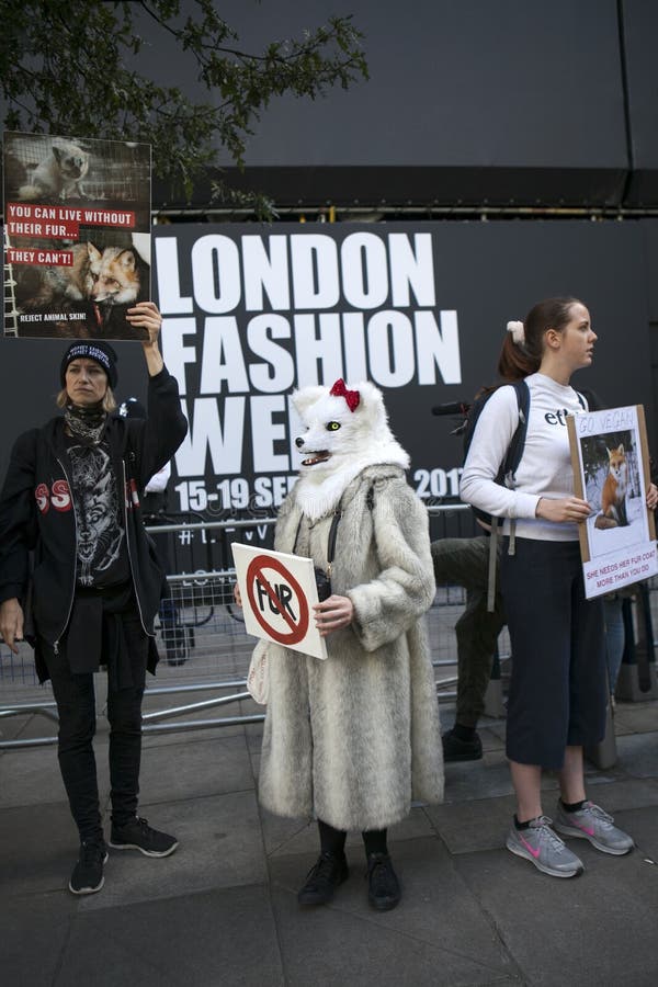 Anti Fur Protest during the London Fashion Week. Outside Eudon Choi ...