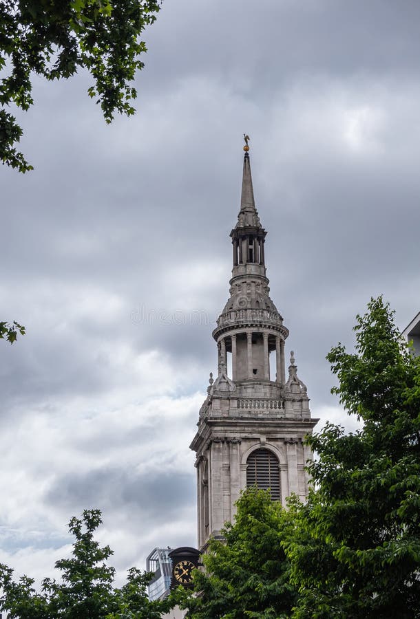 St Mary-le-Bow Church spire, London, England, UK