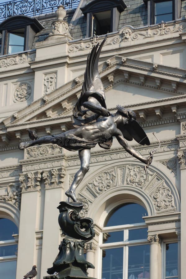 Piccadilly Circus, London Eros statue. Piccadilly Circus, London Eros statue