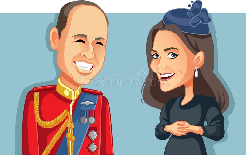 London, Förenade kungariket, 17 september 2020, prins William och Kate Middleton Vector Illustration
