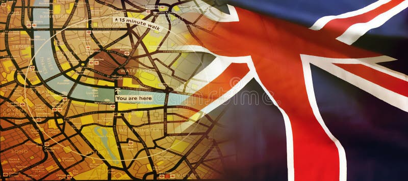 London-Karte und eine BRITISCHE Flagge lizenzfreie stockbilder London-Karte und eine BRITISCHE Flagge lizenzfreie stockbilder