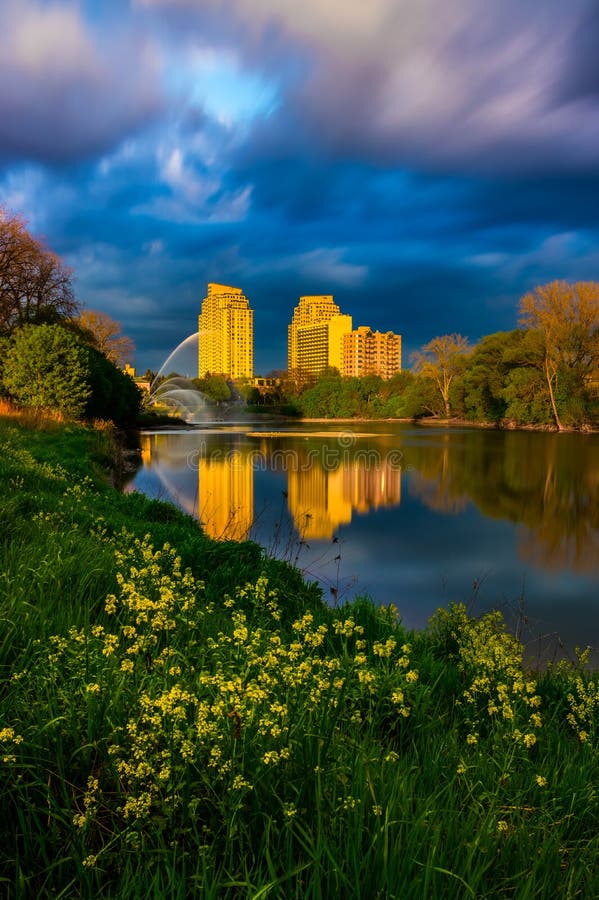 London, Ontario Skyline Looking West From Rail Yards Editorial Image