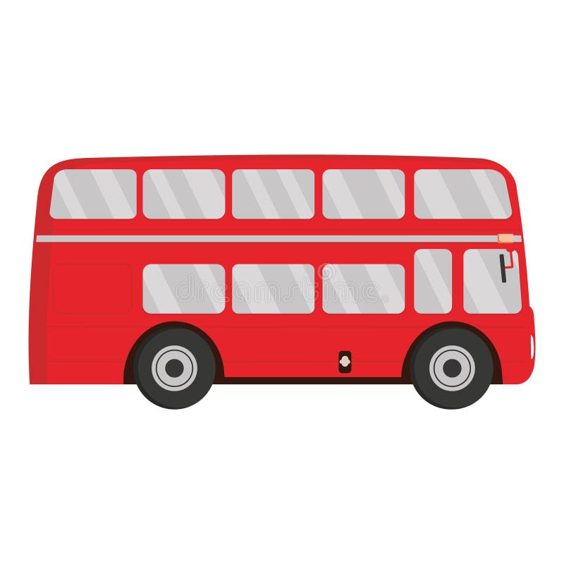 London Red Bus Vector Illustration Isolated on White Background Stock