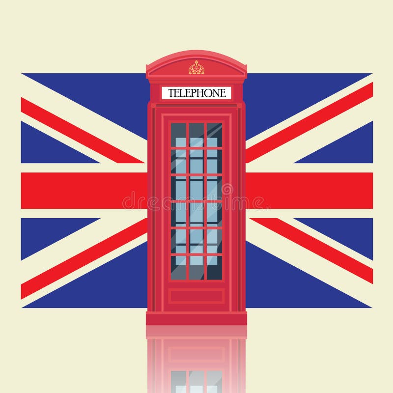 London red telephone booth with United Kingdom flag vector illustration London red telephone booth with United Kingdom flag vector illustration
