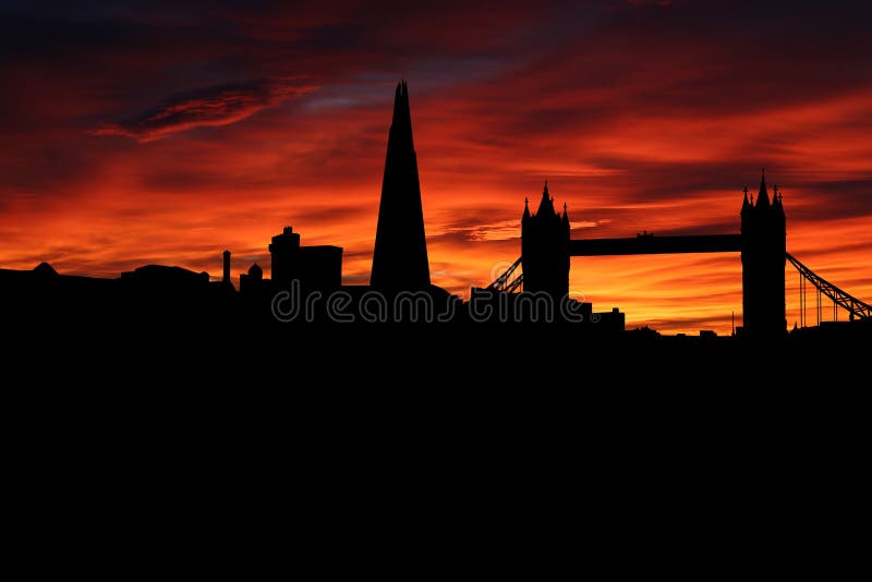 London-Skyline auf Sonnenuntergangillustration stockfoto London-Skyline auf Sonnenuntergangillustration stockfoto
