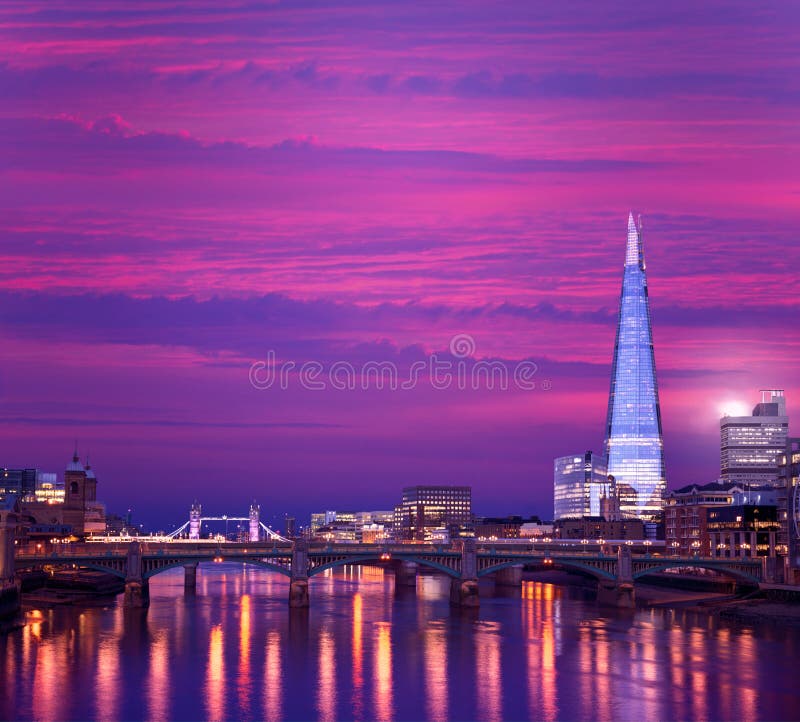 London Skyline Sunset on Thames River Editorial Image Image of dawn
