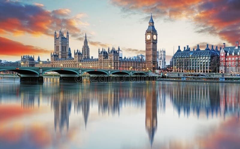 London - stora ben och hus av parlamentet, UK