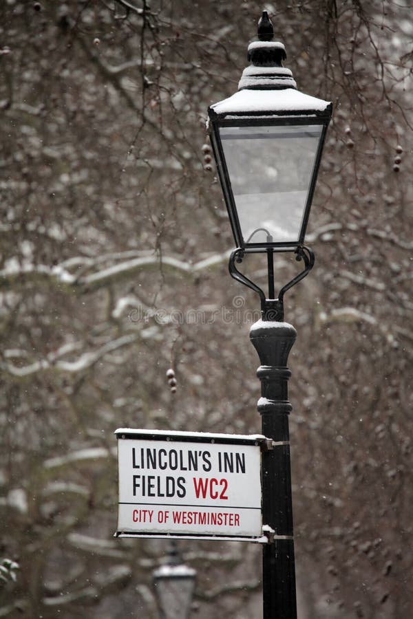 London street sign in the snow